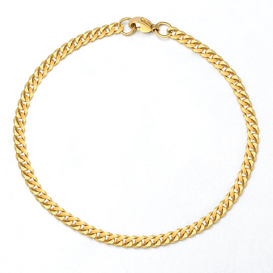 3mm Silver Gold Black Cuban Chain Bracelet Anklet 8-11inch