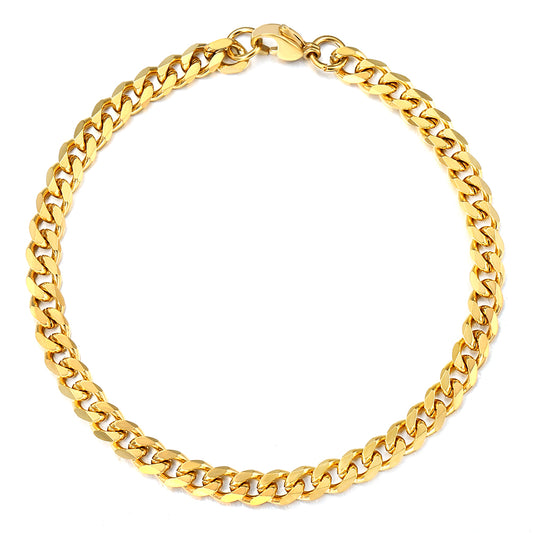5mm Silver Gold Black Cuban Chain Bracelet Anklet 8-11inch