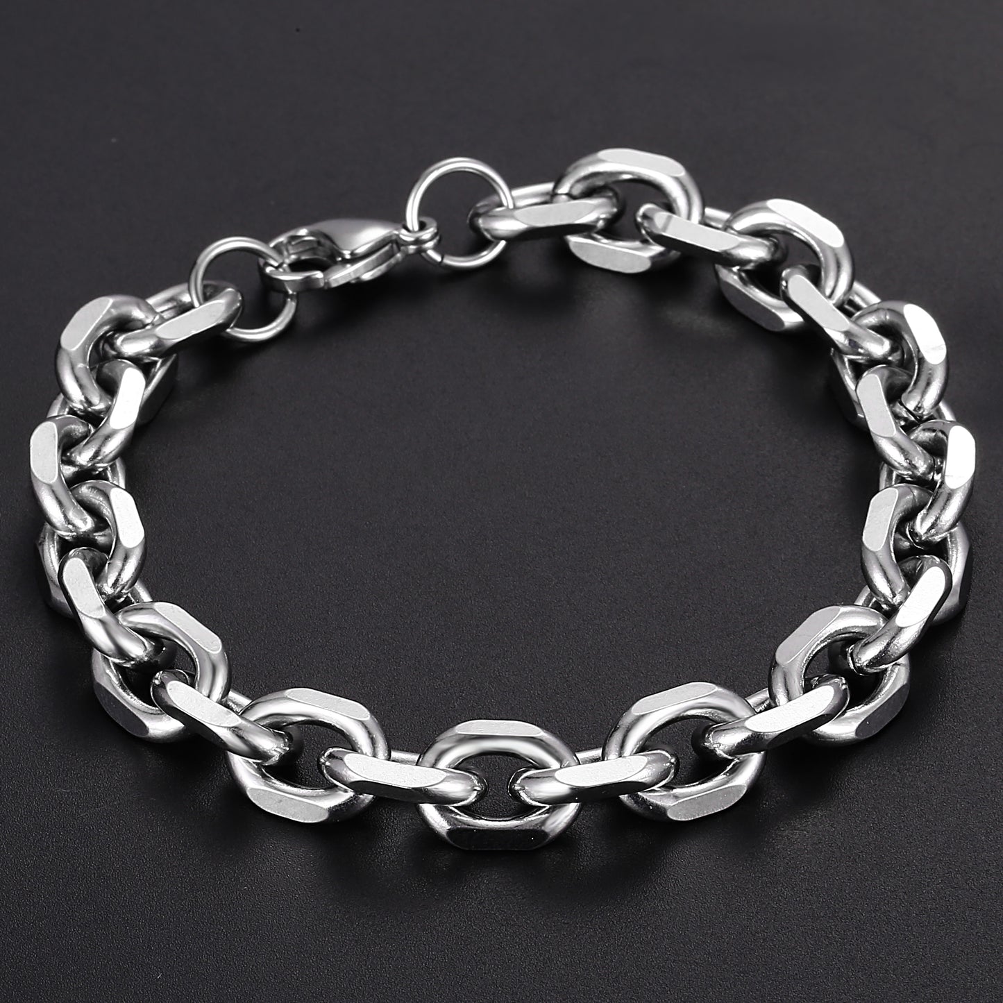 10mm Rolo Cable Chain Bracelet 7-11inch
