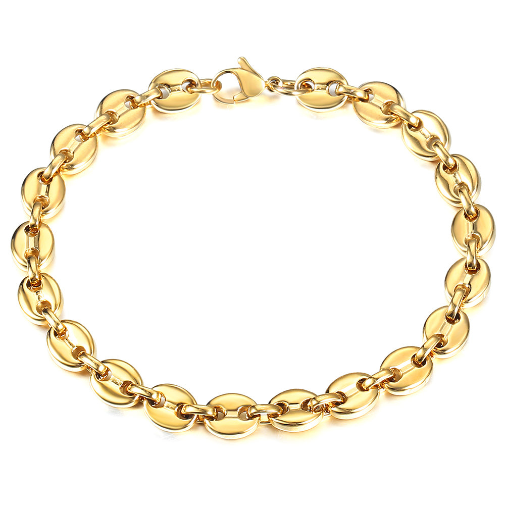 7/9/11mm Coffee Beans Chain Bracelet 7-9inch