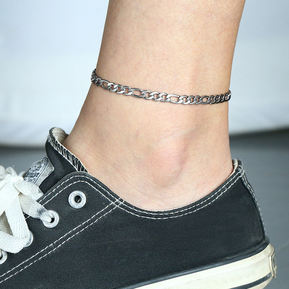 5mm Silver Figaro Chain  Bracelet Anklet 8/9inch