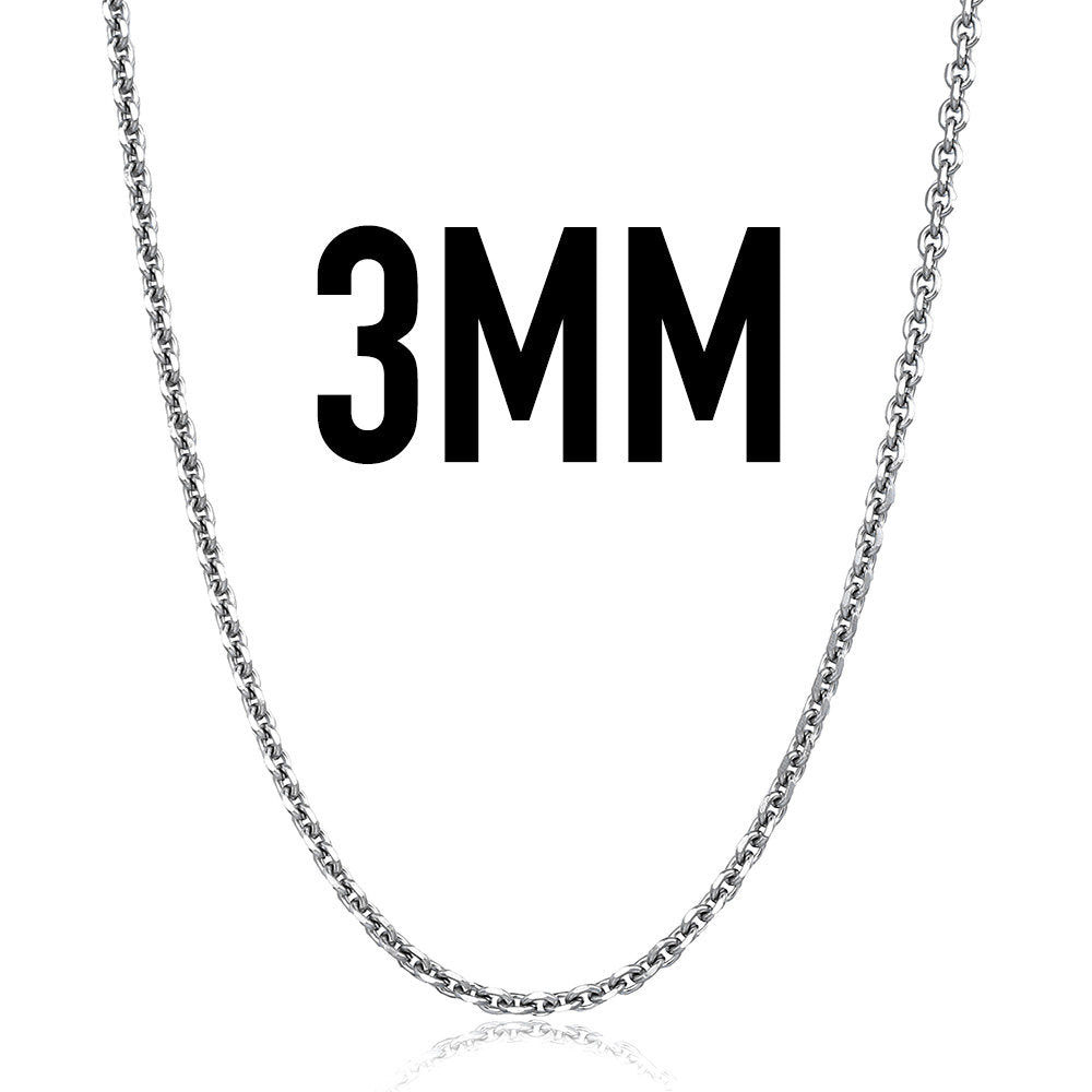 3mm Cable Chain Necklace 18-30inch