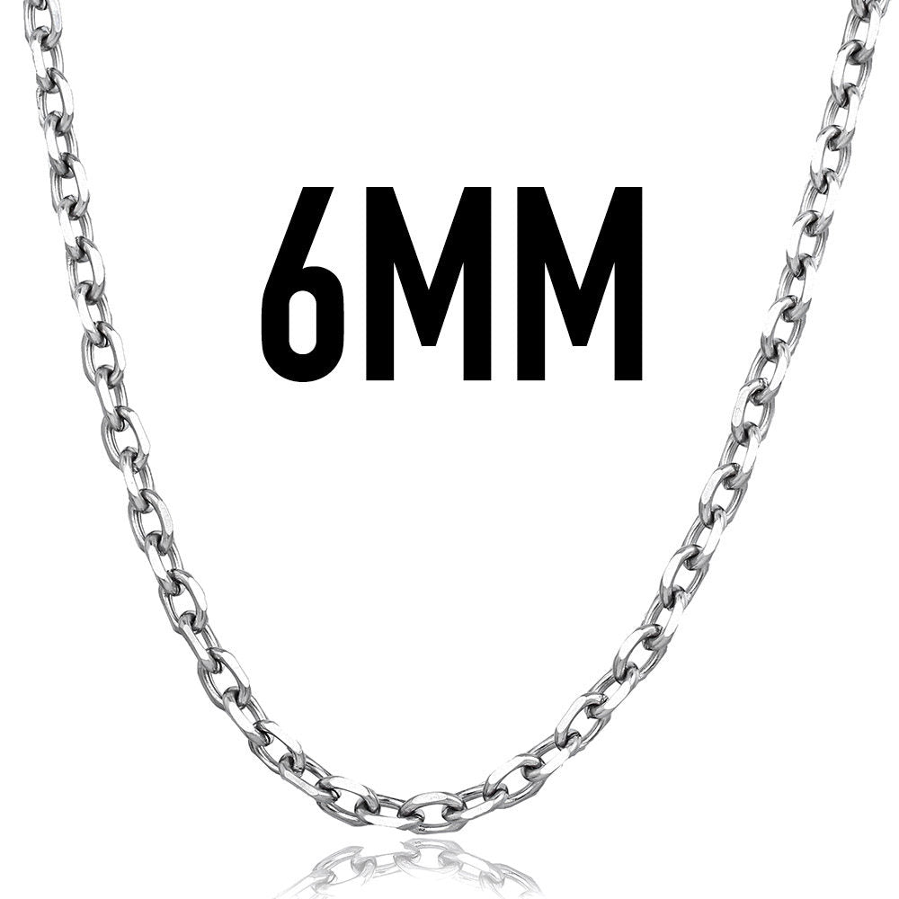 6mm Cable Chain Necklace 18-30inch