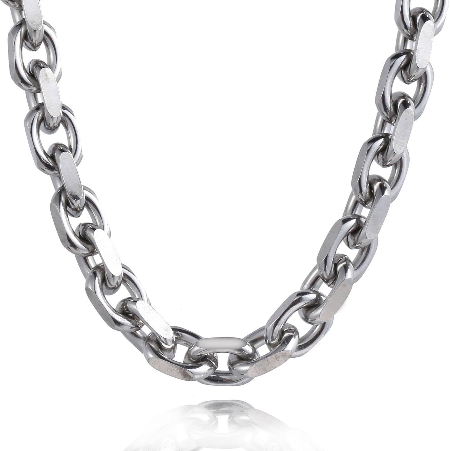 9mm Silver Rolo Chain Necklace 18-30inch
