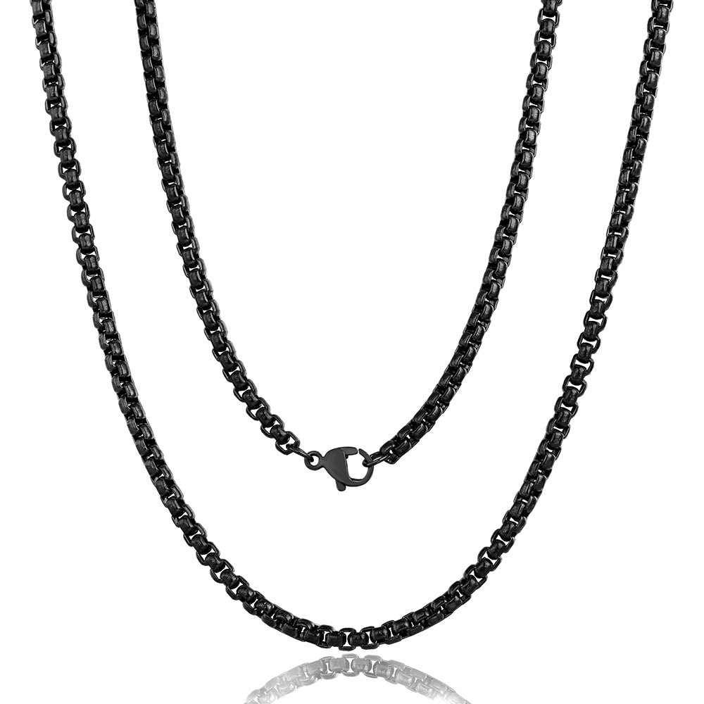 3mm Gold Silver Black Box Chain Necklace 18-30inch