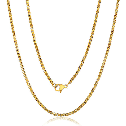 2mm Round Box Chain Necklace 16-30inch