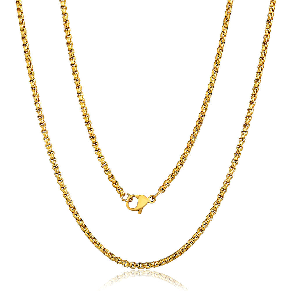 2mm Gold Silver Black Box Chain Necklace 18-30inch