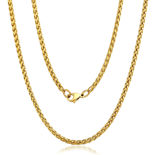 3mm Gold Wheat Chain Necklace 18-30inch