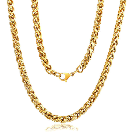 6mm Gold Wheat Chain Necklace 18-30inch