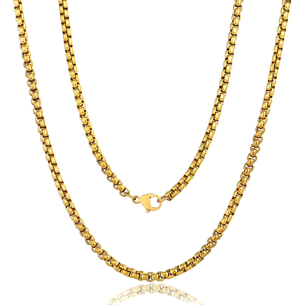 3mm Gold Silver Black Box Chain Necklace 18-30inch