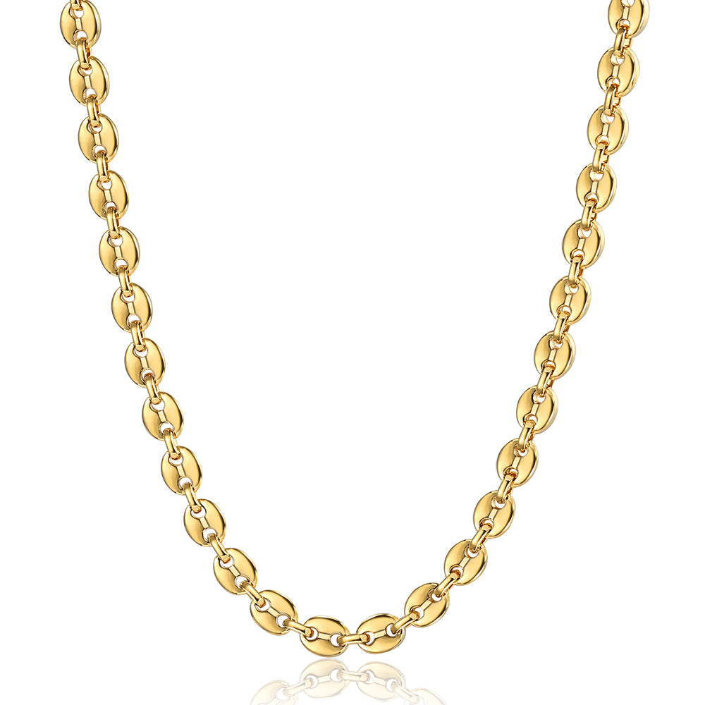 7mm Coffee Beans Chain Necklace 18-24inch