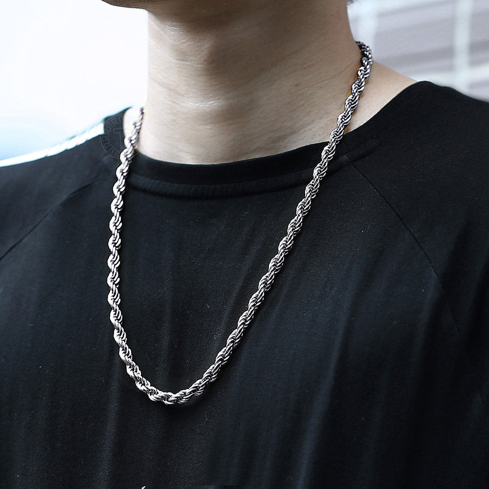 7mm Gold Silver Rope Chain Necklace 18-24inch
