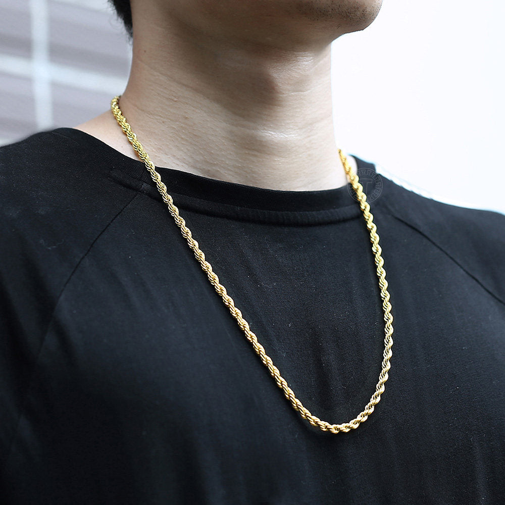 5mm Gold Silver Rope Chain Necklace 18-24inch
