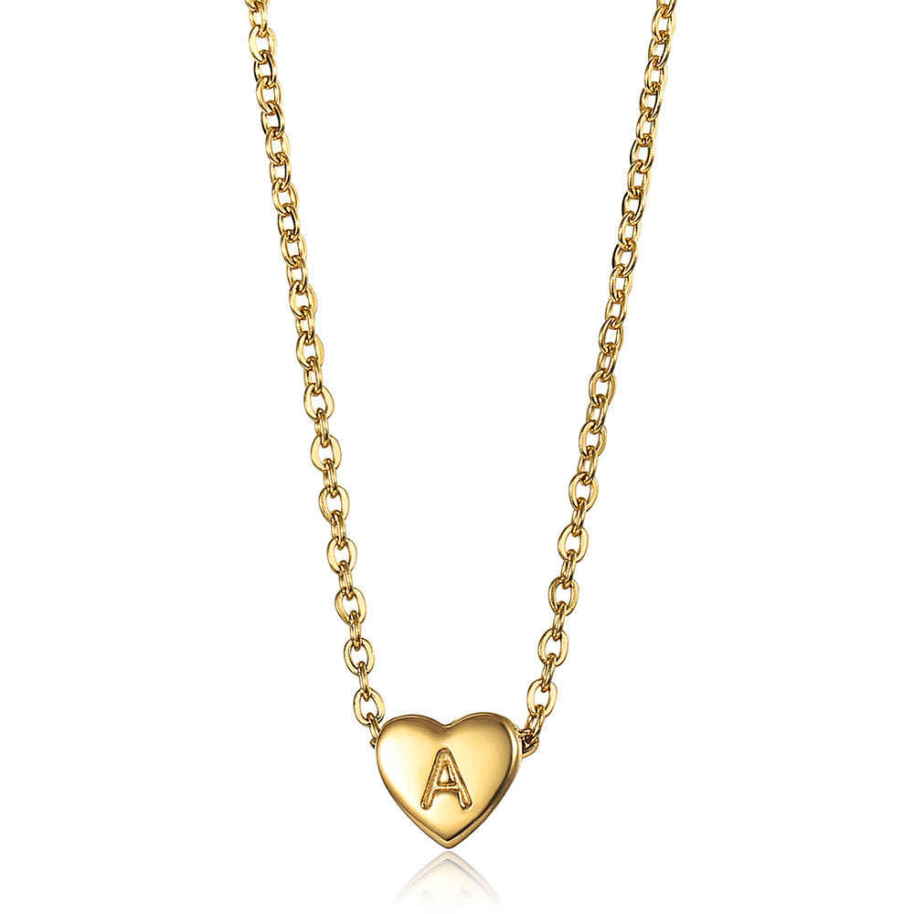 Gold Mini Heart Initial Letter Charm Choker Necklace 14+2inch