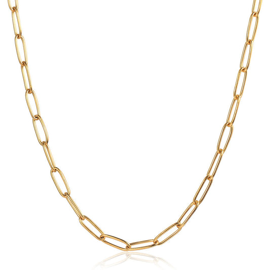 4mm Gold Paperclip Chain Choker Necklace Stainless Steel 16/18inch