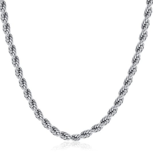 2mm Silver Rope Chain Necklace 18-26inch