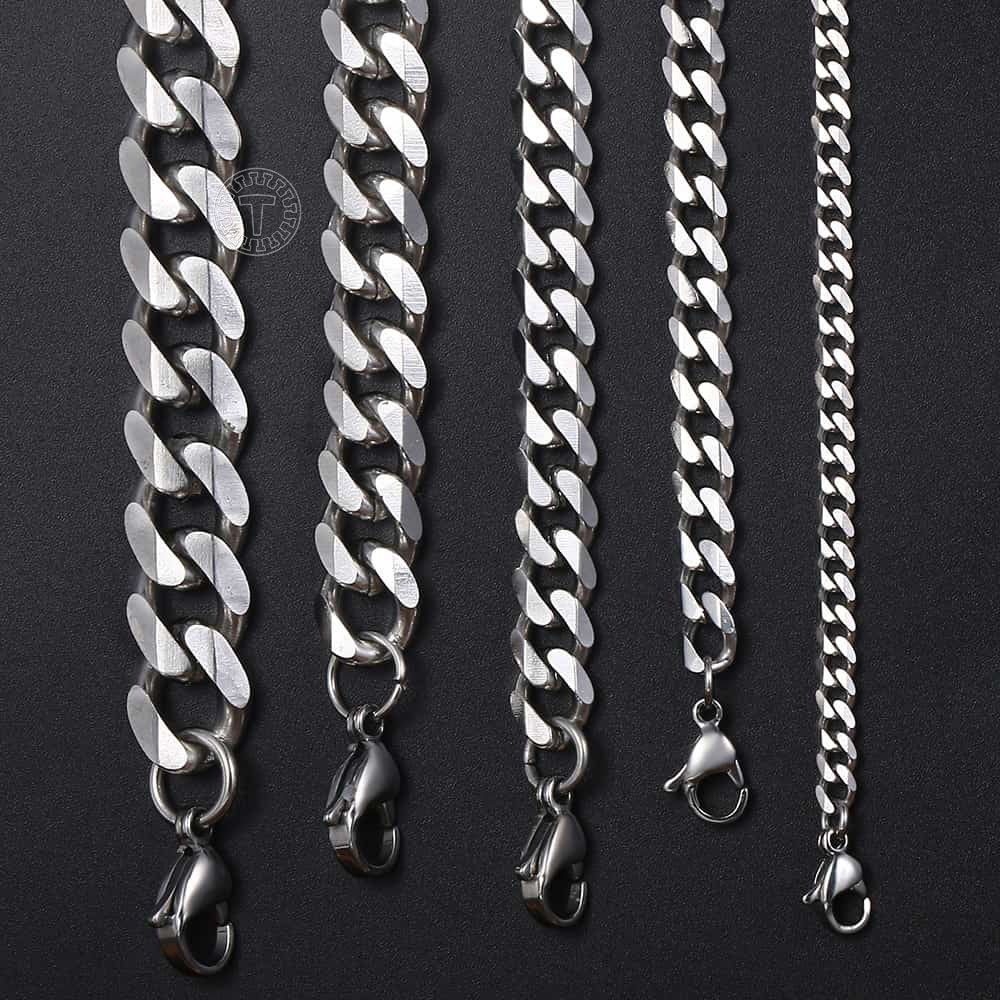 3/5/7/9/11mm Silver Cuban Chain Necklace 18-30inch