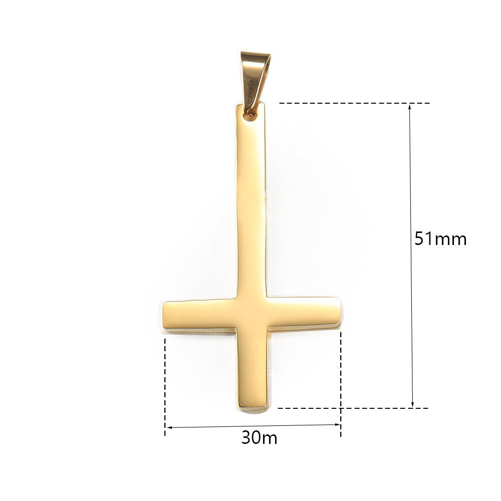 3mm Inverted Cross Pendant Necklace Cuban Chain