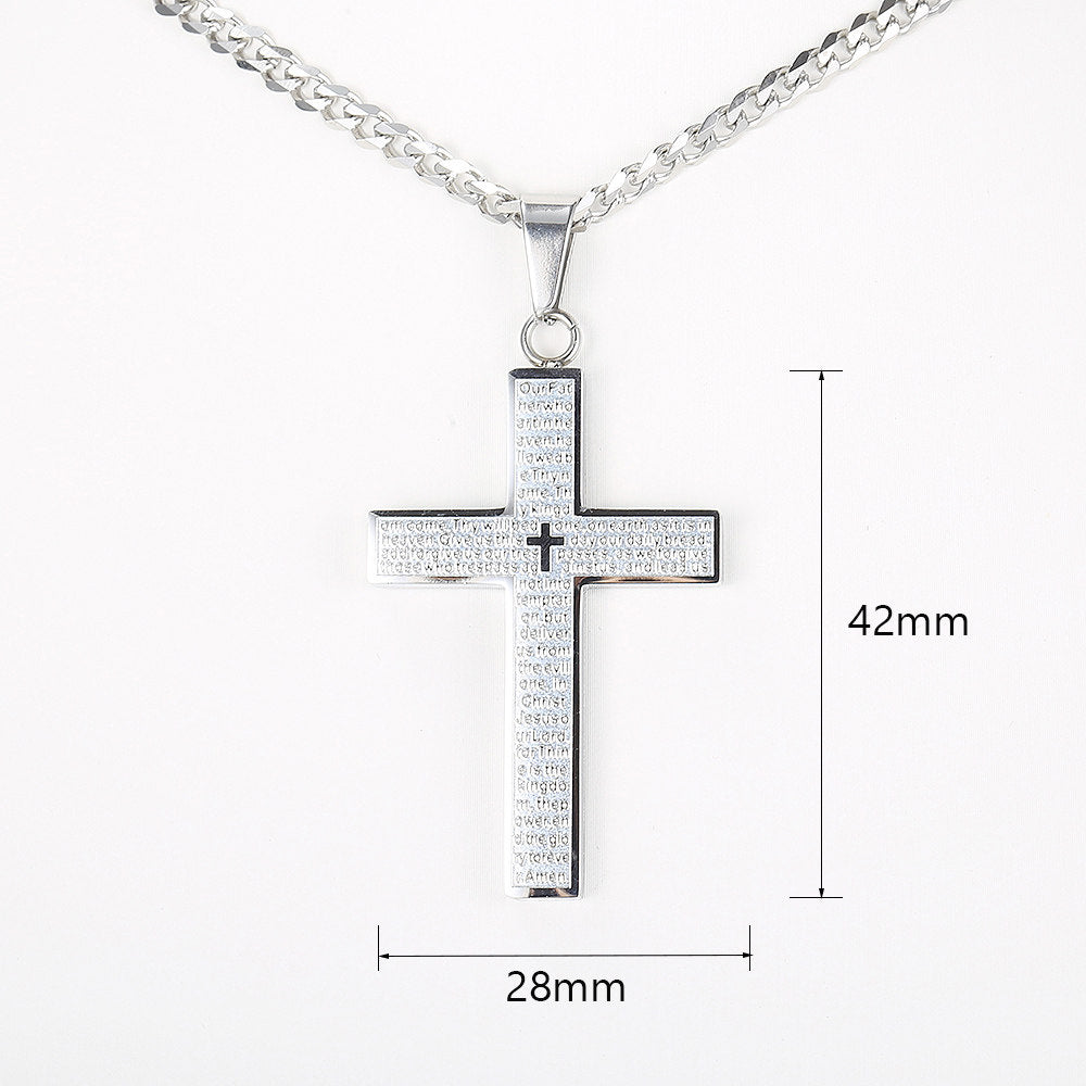 Silver Gold Black Cross Pendant Necklace 18-24inch