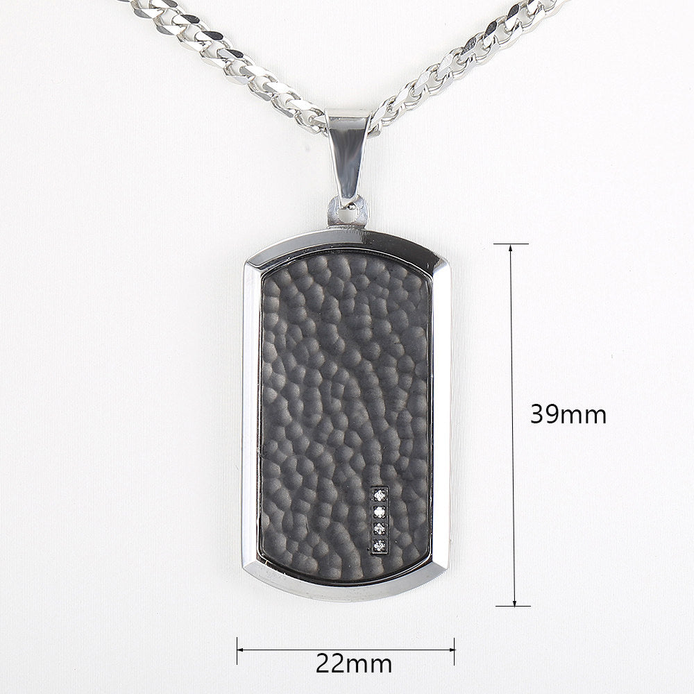 3mm Silver Black Dog Tag Pendant Necklace 18-24inch