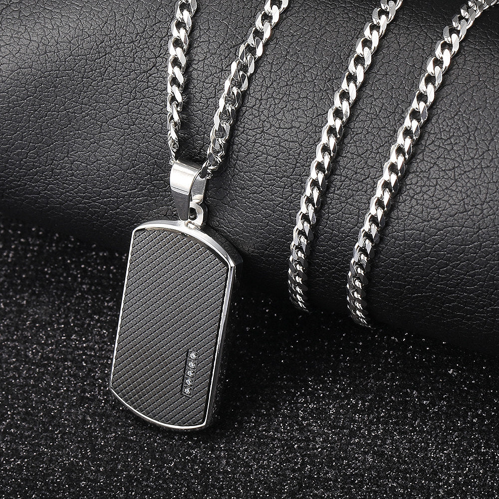 3mm Mens Dog Tag Pendant Necklace 18-24inch