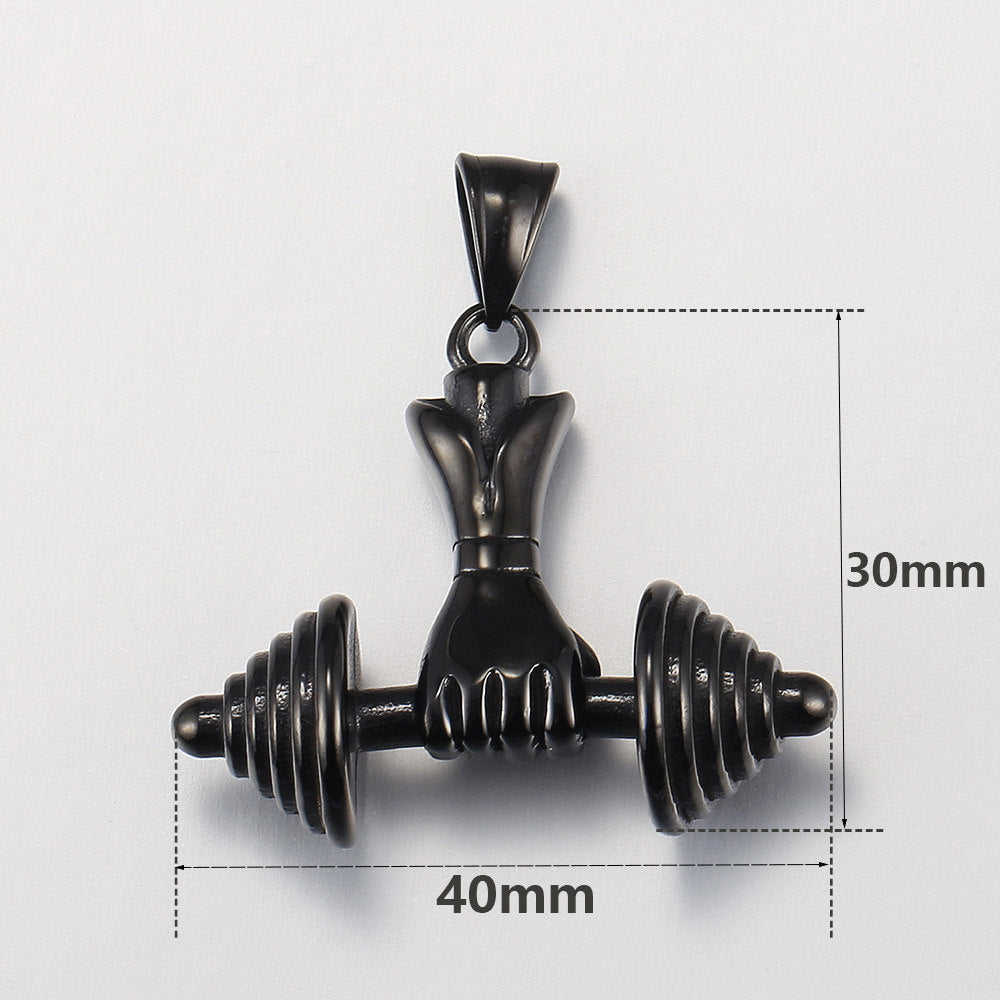 3mm Dumbbell Pendant Necklace 18-24inch