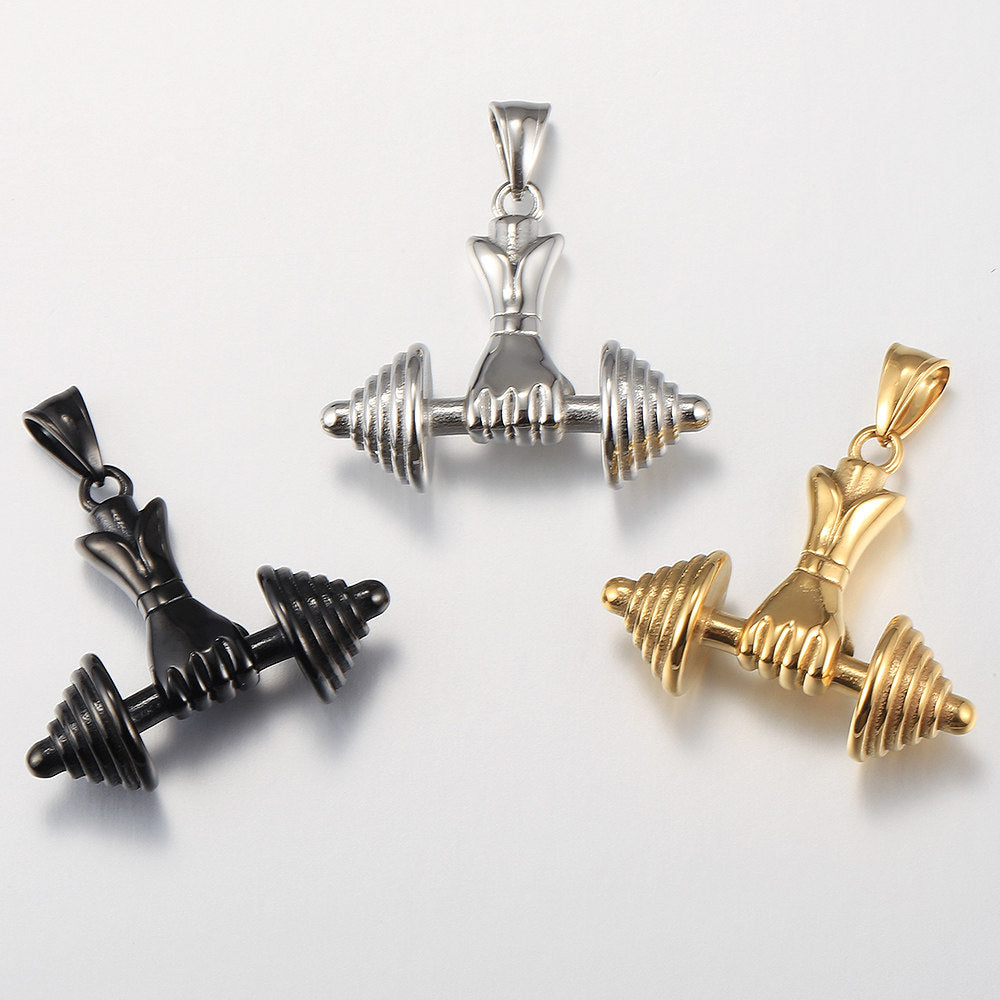 3mm Dumbbell Pendant Necklace 18-24inch