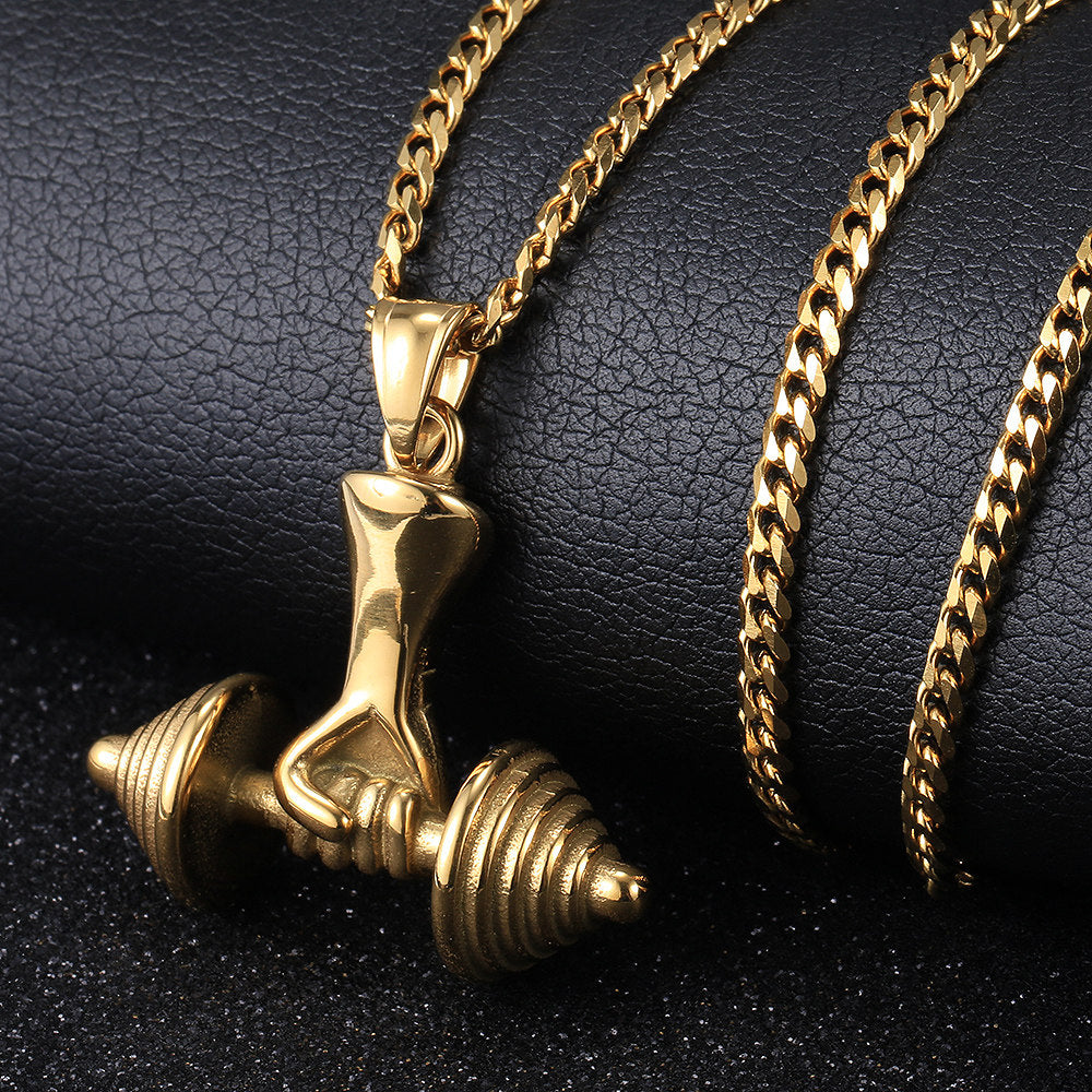 3mm Dumbbell Pendant Necklace 18-24inch