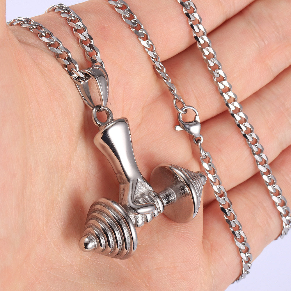 3mm Dumbbell Pendant Necklace 18-24inch