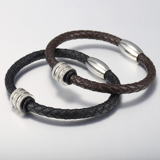 6mm Man-made Leather Bracelet Braided Rope Chain 7-10inch