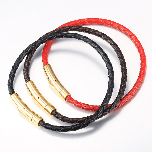 4/6mm Man-made Leather Bracelet 7-10inch