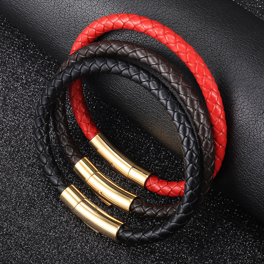 4/6mm Man-made Leather Bracelet 7-10inch