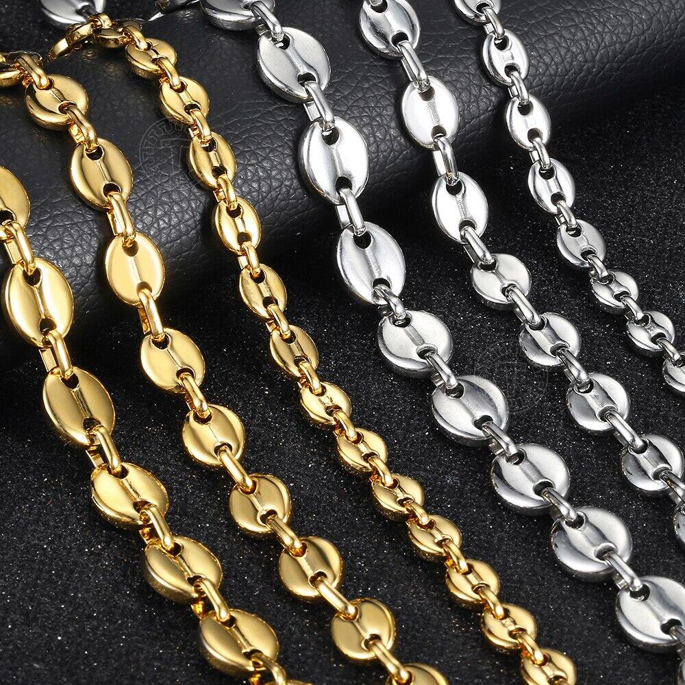 7mm Coffee Beans Chain Necklace 18-24inch