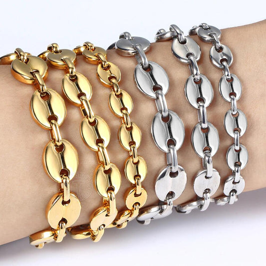 7/9/11mm Coffee Beans Chain Bracelet 7-9inch